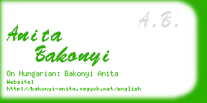 anita bakonyi business card